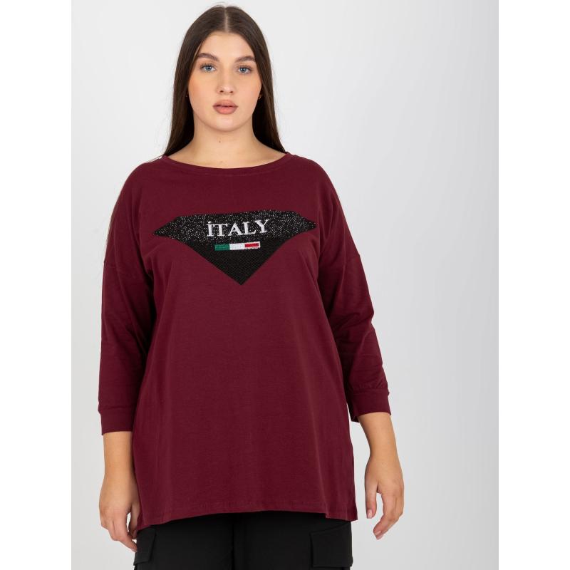 Dámská halenka s 3/4 rukávy plus size NINON švestková 