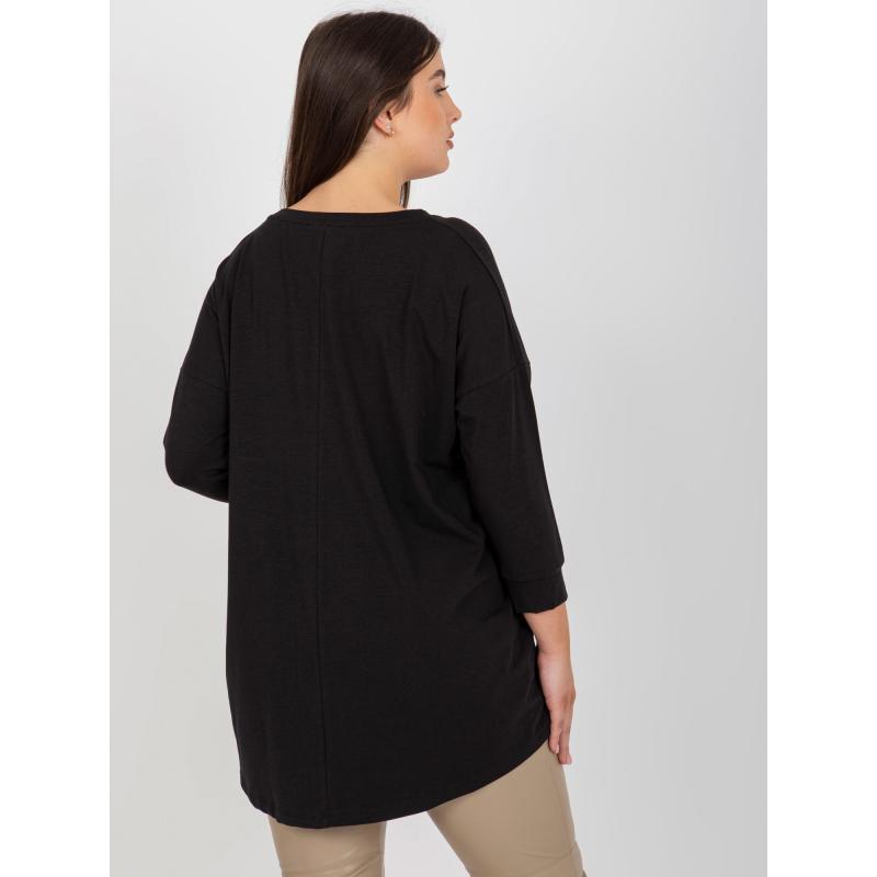 Dámská halenka s aplikací a potiskem plus size KAIRI černá 