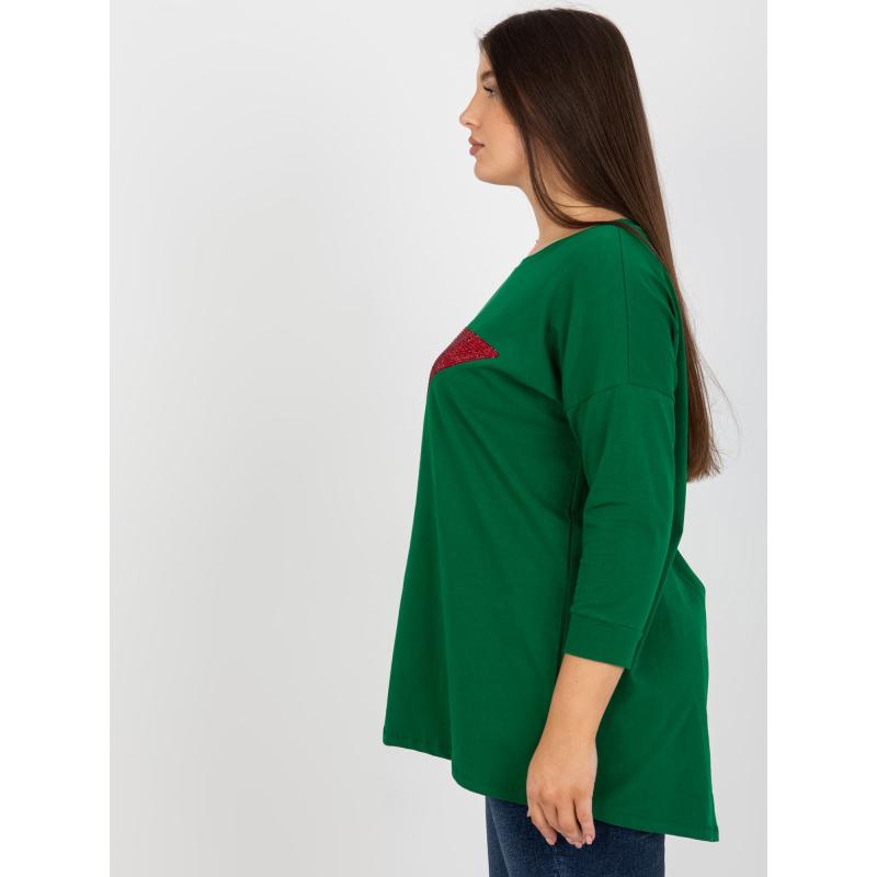 Dámská halenka s 3/4 rukávy plus size CELINE tmavě zelená  