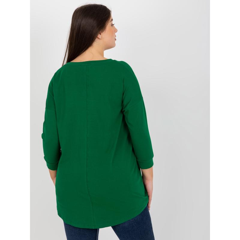 Dámská halenka s 3/4 rukávy plus size CELINE tmavě zelená  