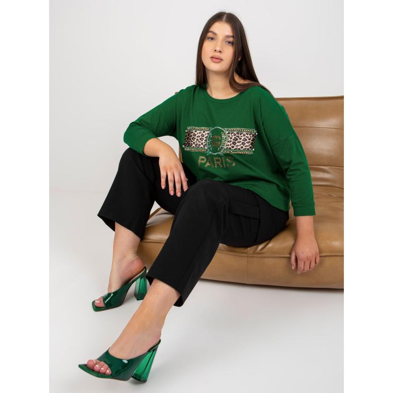 Dámská halenka s kamínky ETANNY tmavě zelená