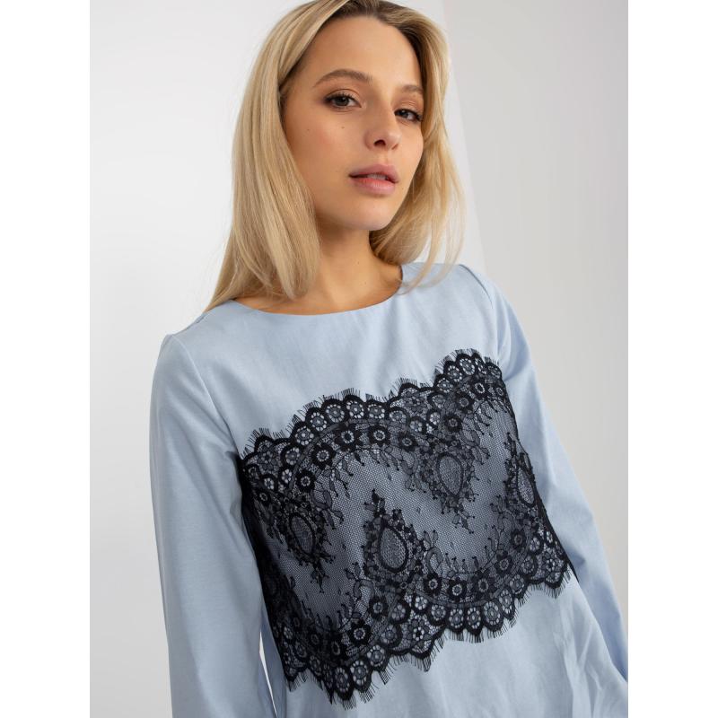 Női blúz nyakkendővel VIDA világoskék