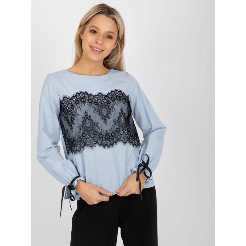 Női blúz nyakkendővel VIDA világoskék