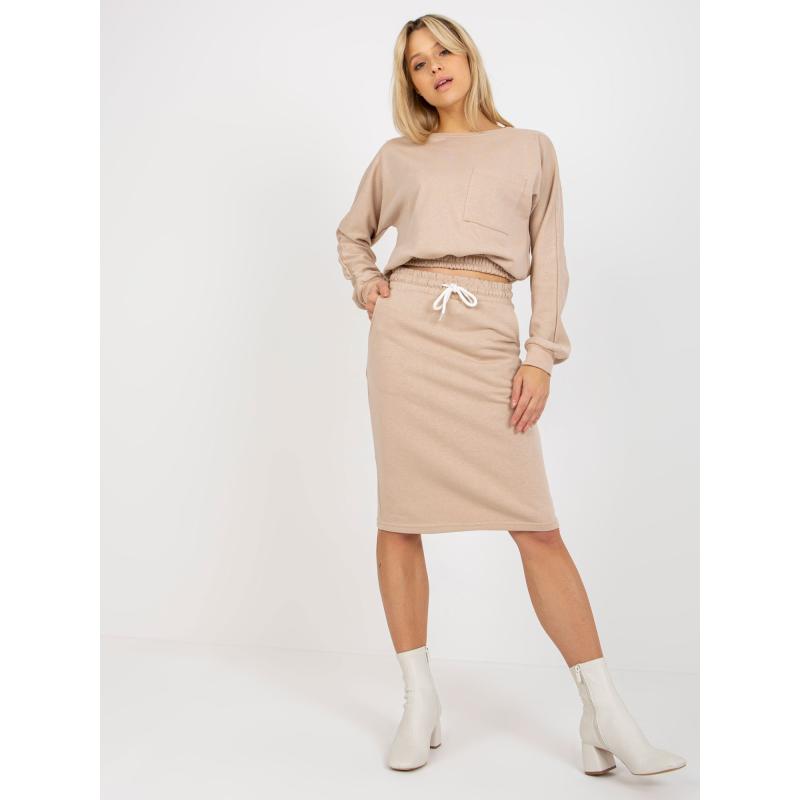 Dámský set s krátkou mikinou DELINDA béžový 