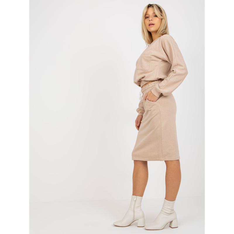 Dámský set s krátkou mikinou DELINDA béžový 