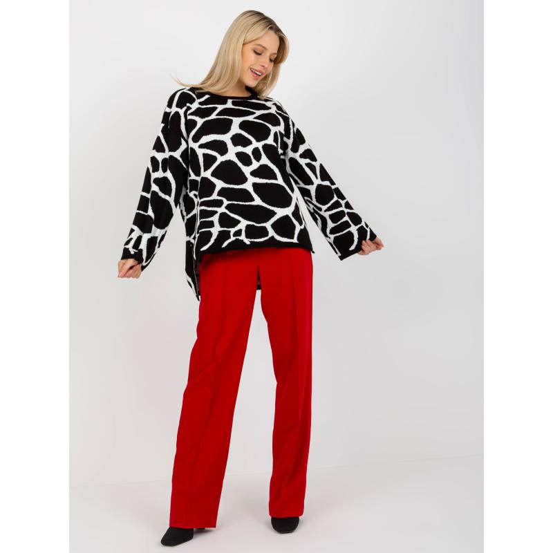 Dámsky sveter vzorovaný oversize SUMNA čiernobiely