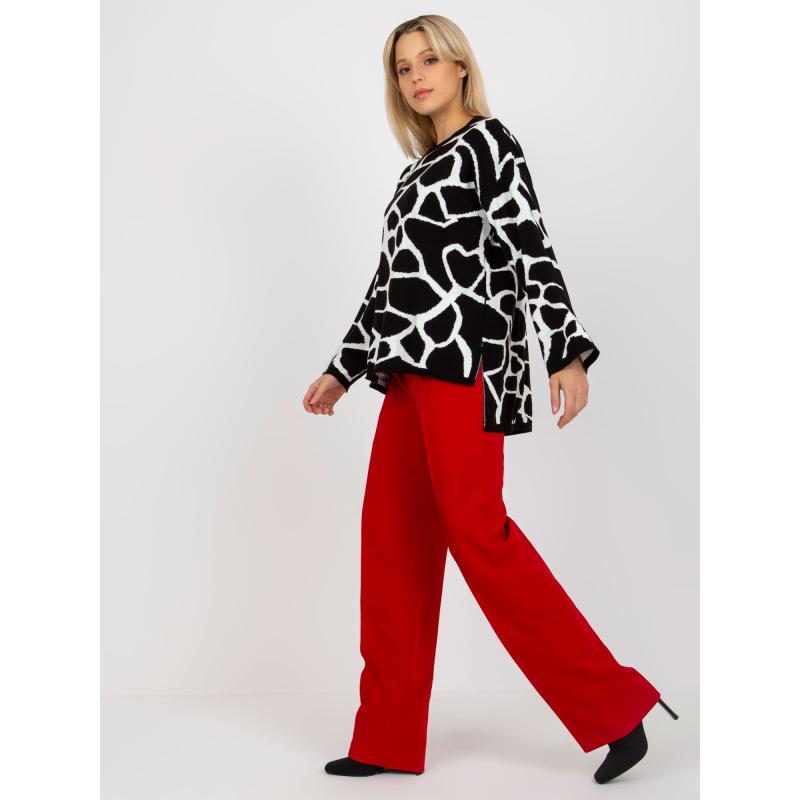 Dámsky sveter vzorovaný oversize SUMNA čiernobiely