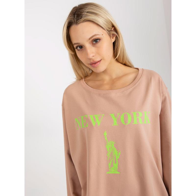 Dámska mikina s potlačou EDMA béžovo-zelená