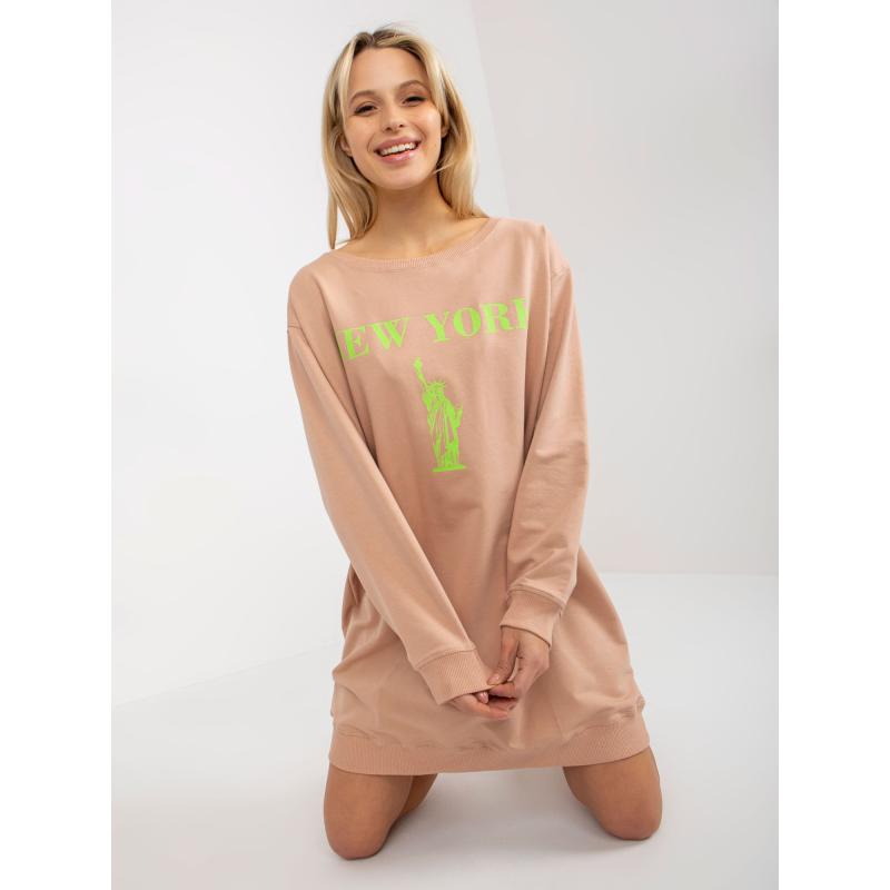 Dámska mikina s potlačou EDMA béžovo-zelená