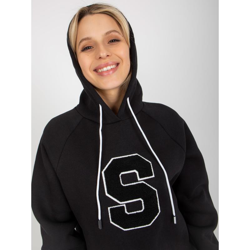 Női kapucnis pulóver VERNAY nyakkendővel fekete