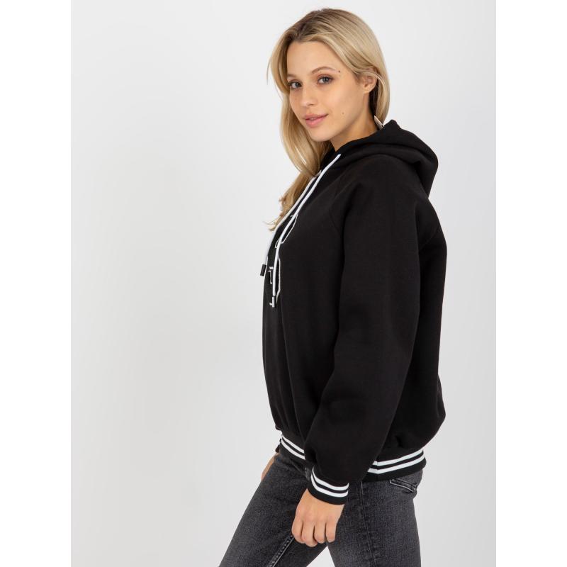 Női kapucnis pulóver VERNAY nyakkendővel fekete