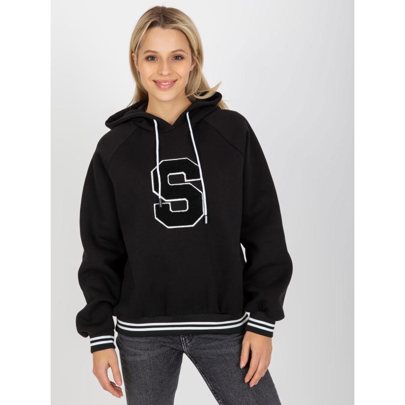 Női kapucnis pulóver VERNAY nyakkendővel fekete