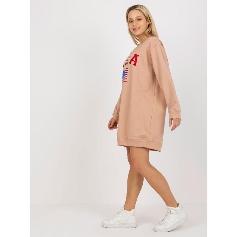 Női nyomtatott pulóver NANA bézs színben