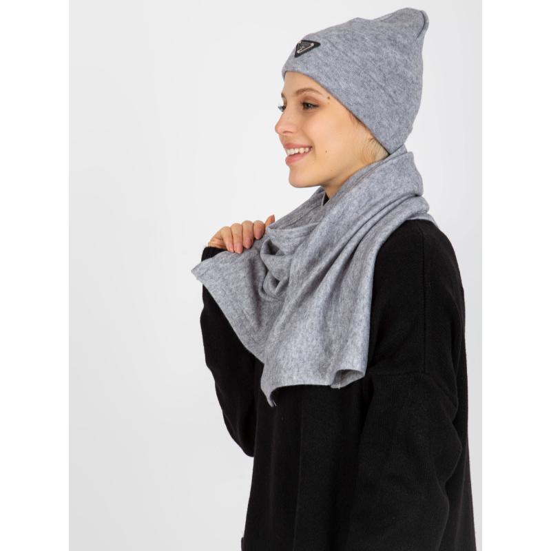 Dámská souprava se šálou a čepicí FABIENA šedá