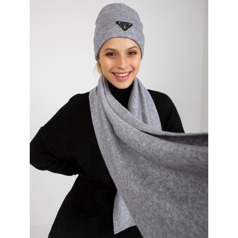 Dámská souprava se šálou a čepicí FABIENA šedá