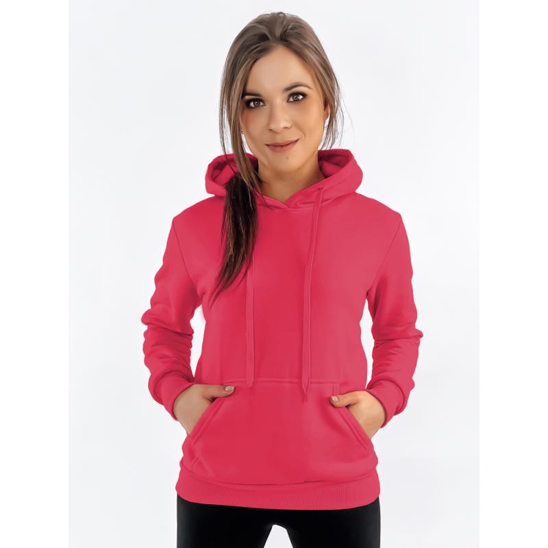Női kapucnis pulóver BASIC rózsaszín