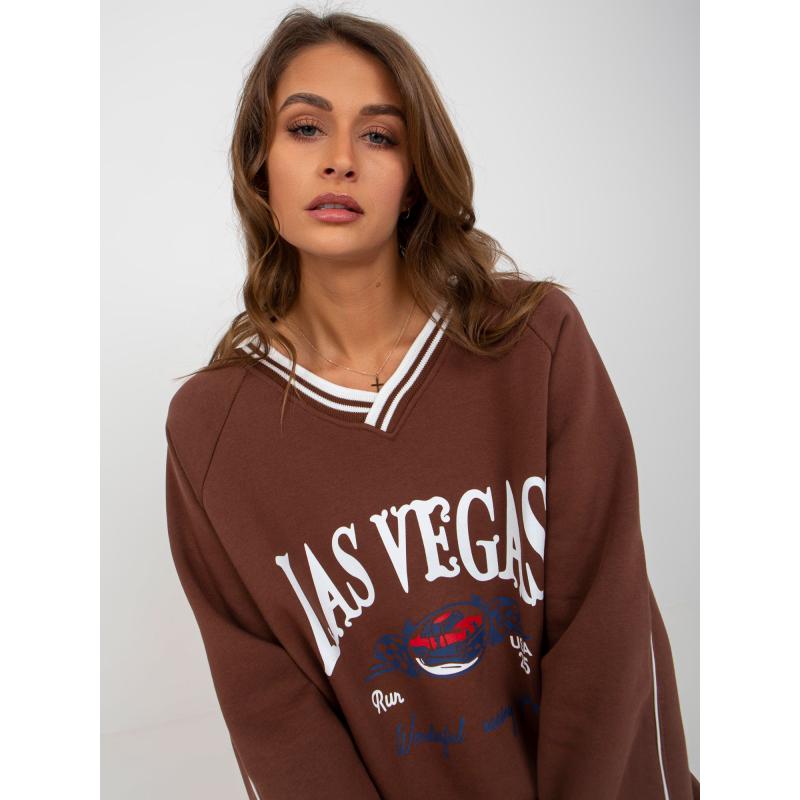 Női túlméretezett nyomtatott tréningruha TREASURE sötétbarna