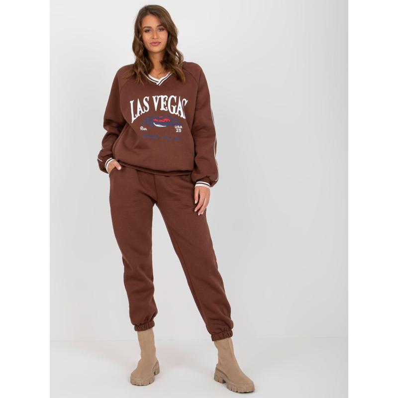 Női túlméretezett nyomtatott tréningruha TREASURE sötétbarna