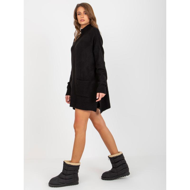 Dámsky sveter s polovičným rolákom GOLDIE čierny