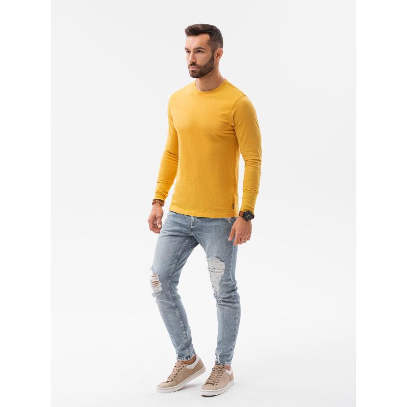 Pánské hladké triko s dlouhým rukávem LEVA hořčicové