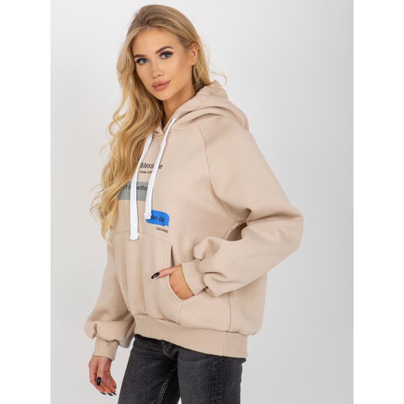 Dámská mikina s potiskem a kapucí KENSLEY béžová 