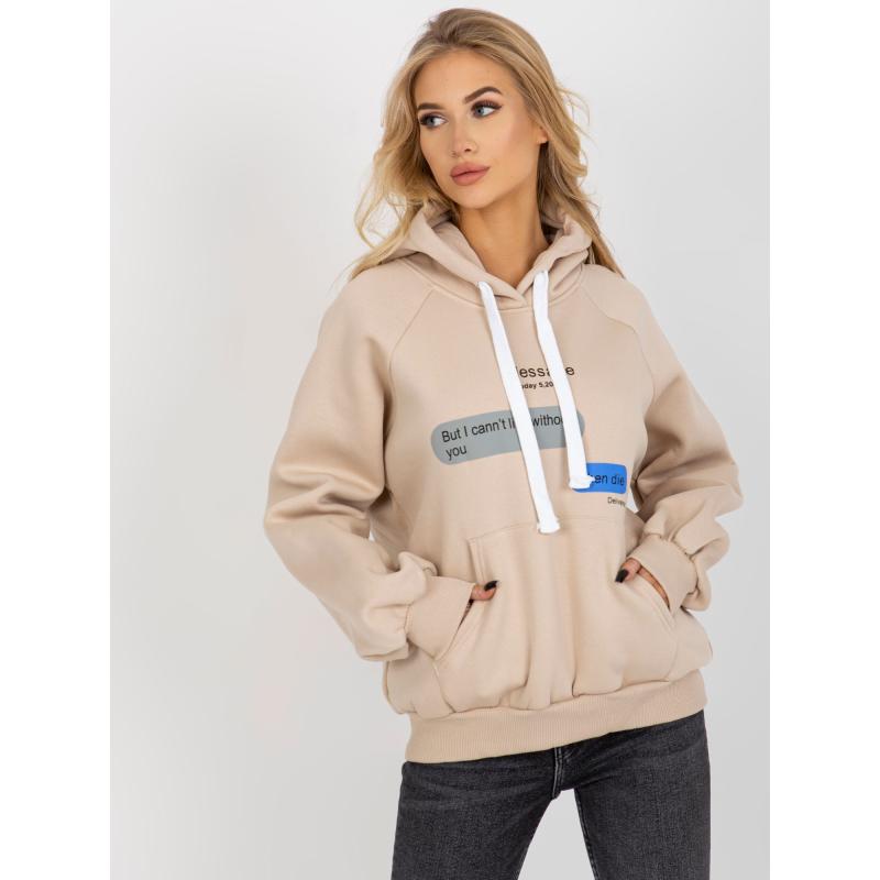 Dámská mikina s potiskem a kapucí KENSLEY béžová 