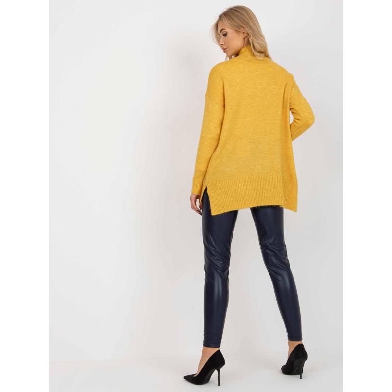 Dámsky sveter s vreckami oversize RIVERA žltý