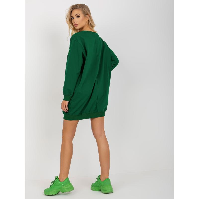 Dámská halenka s nápisem oversize ABRIELLE tmavě zeleno-zelená 