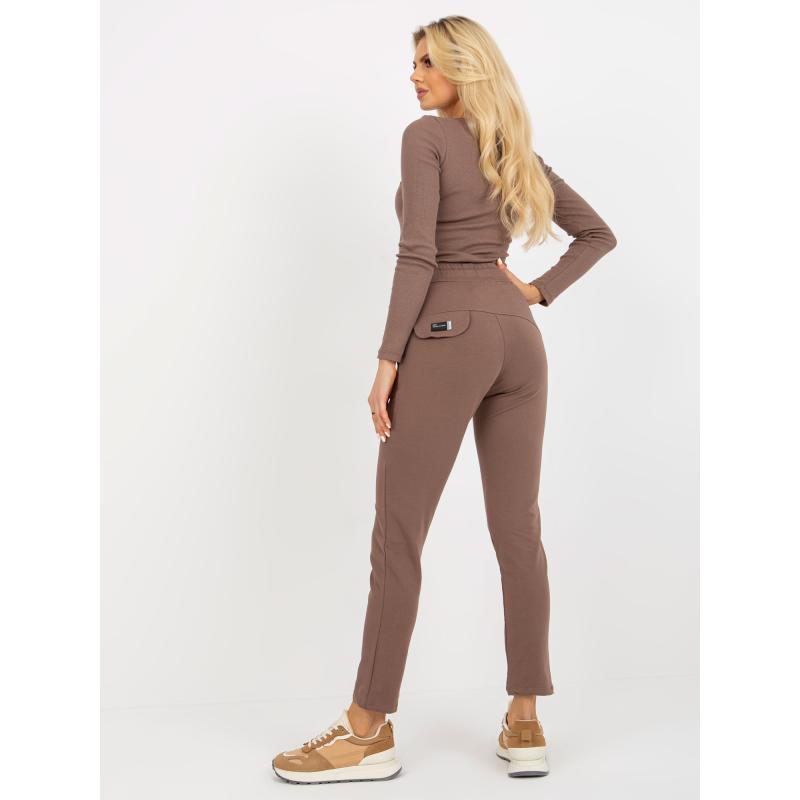 Dámske tepláky s viazaním PRISCILLA hnedé