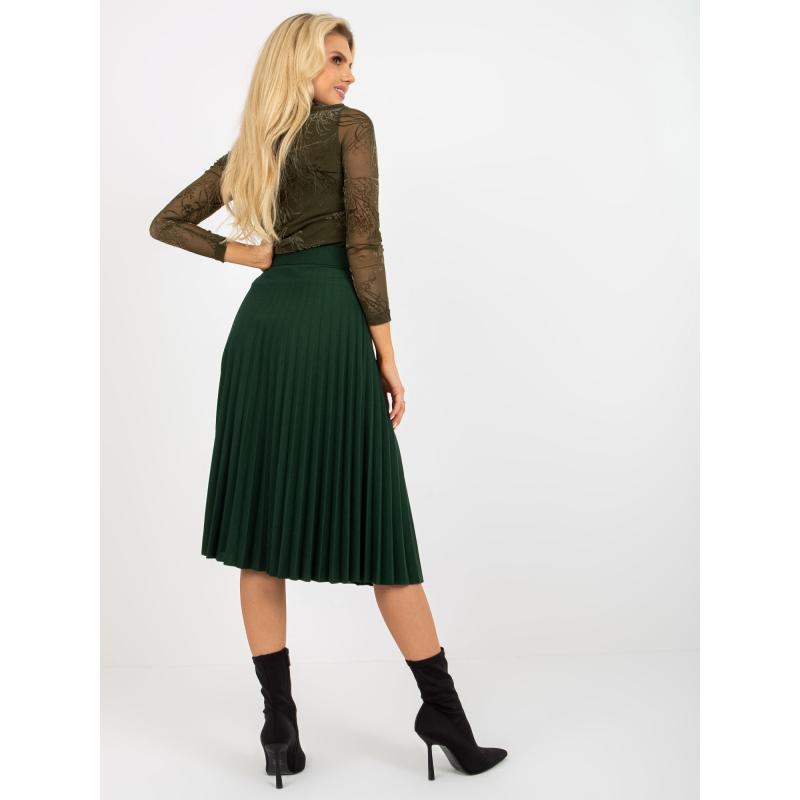 Dámska sukňa s opaskom ENICE tmavo zelená