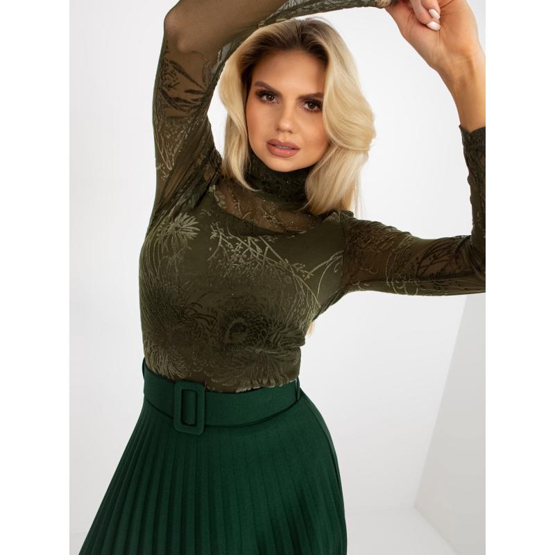 Dámska sukňa s opaskom ENICE tmavo zelená