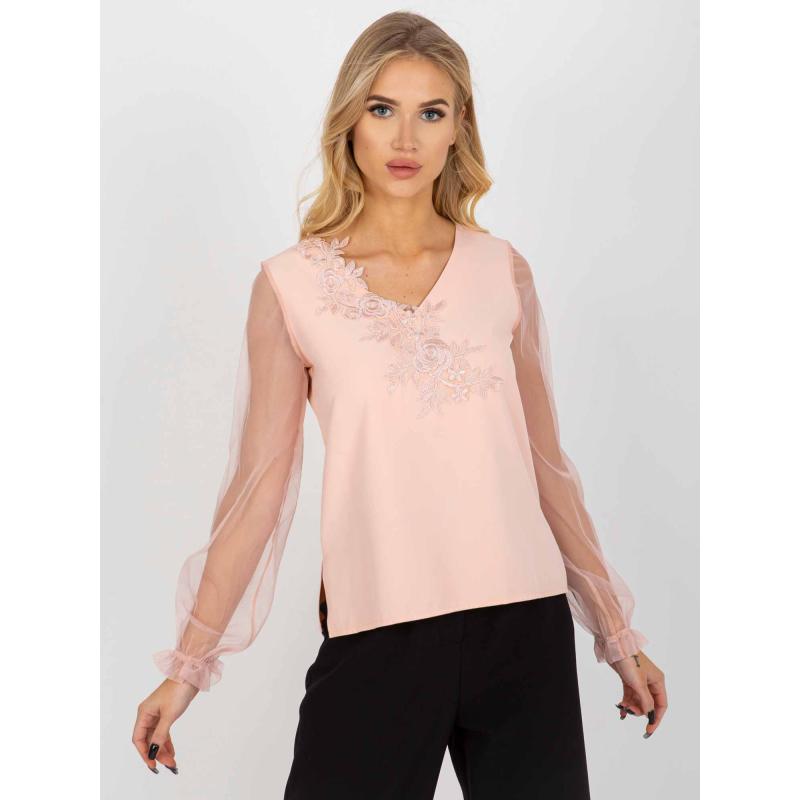 Női blúz hálós ujjakkal SERENITY barack