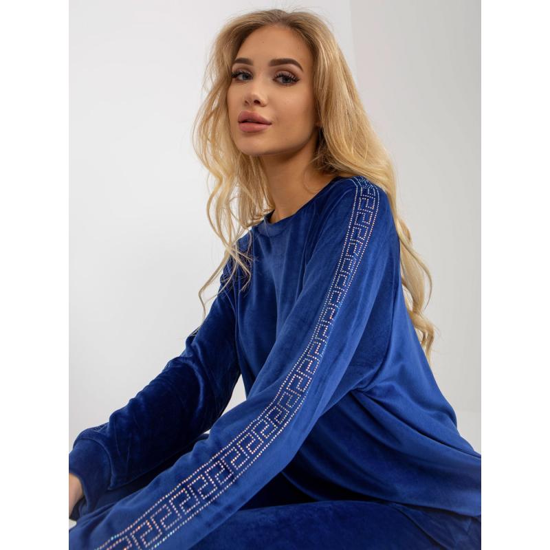 Női szett strasszos applikációval kobalt FIONA kék