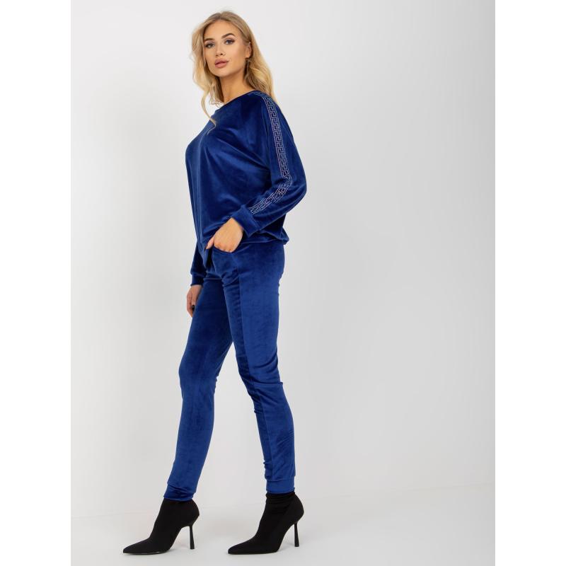 Női szett strasszos applikációval kobalt FIONA kék