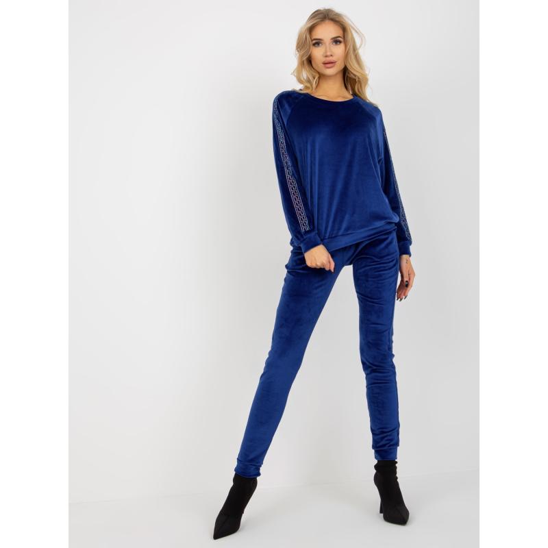 Női szett strasszos applikációval kobalt FIONA kék