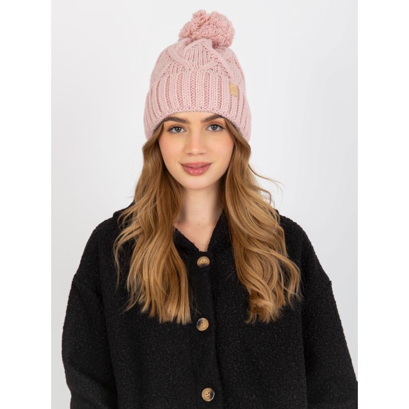 Női sapka pomponnal SIA világos rózsaszínű