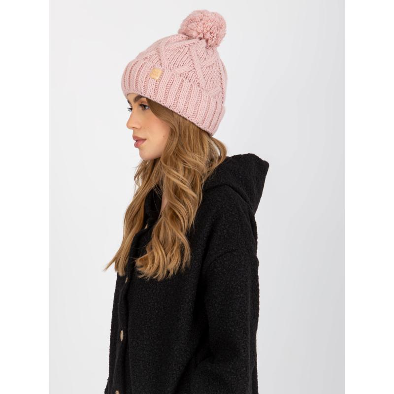 Női sapka pomponnal SIA világos rózsaszínű