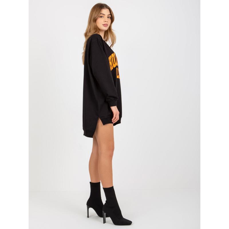 Női Női oversize pulóver LEXI felirattal fekete-narancssárga