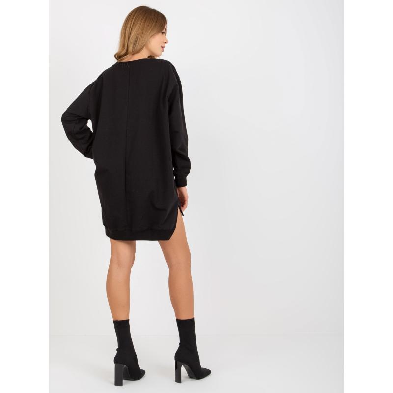 Női Női oversize pulóver LEXI felirattal fekete-narancssárga