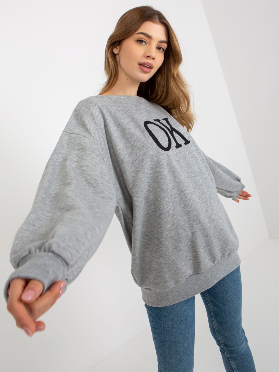 Dámska mikina oversize s kapucňou a výšivkou CAILYN šedá