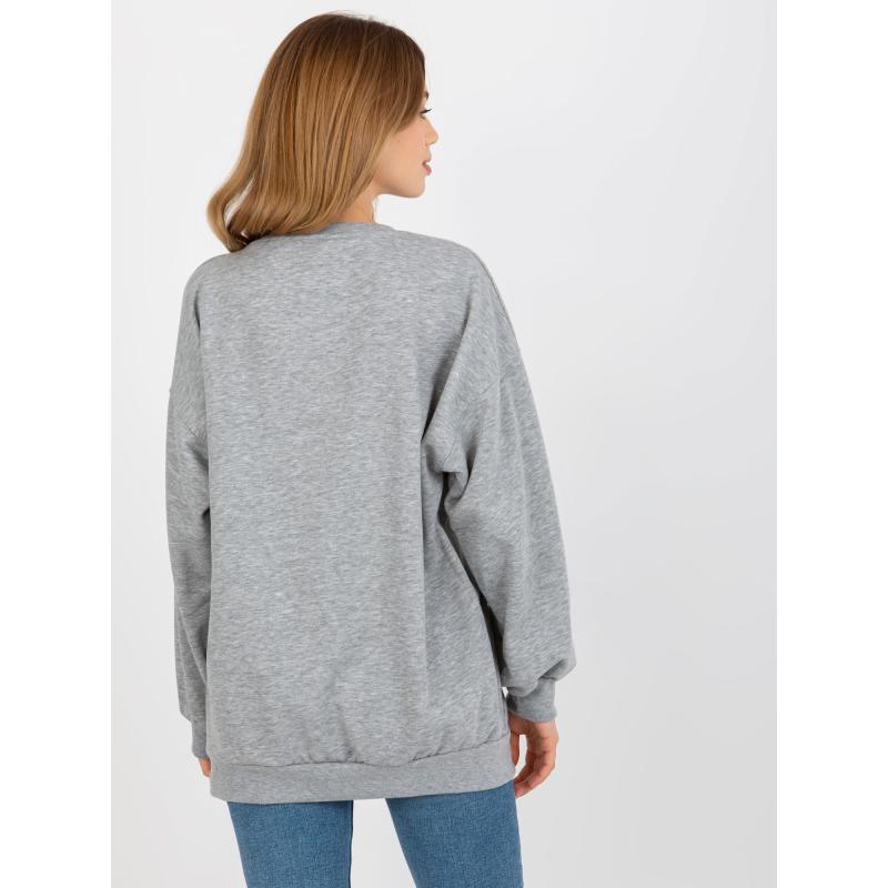 Női túlméretezett kapucnis pulóver hímzéssel CAILYN szürke