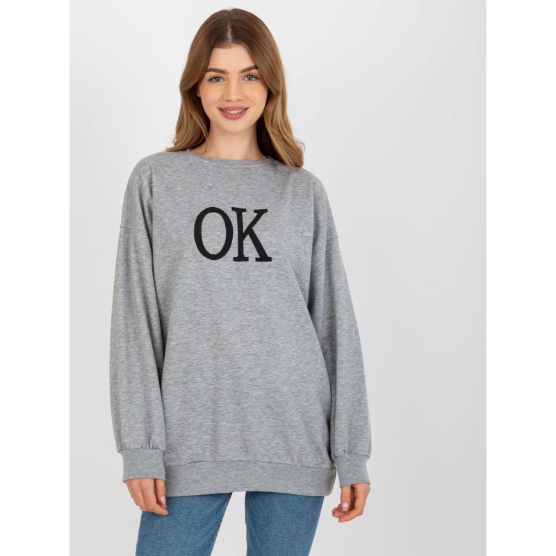 Női túlméretezett kapucnis pulóver hímzéssel CAILYN szürke