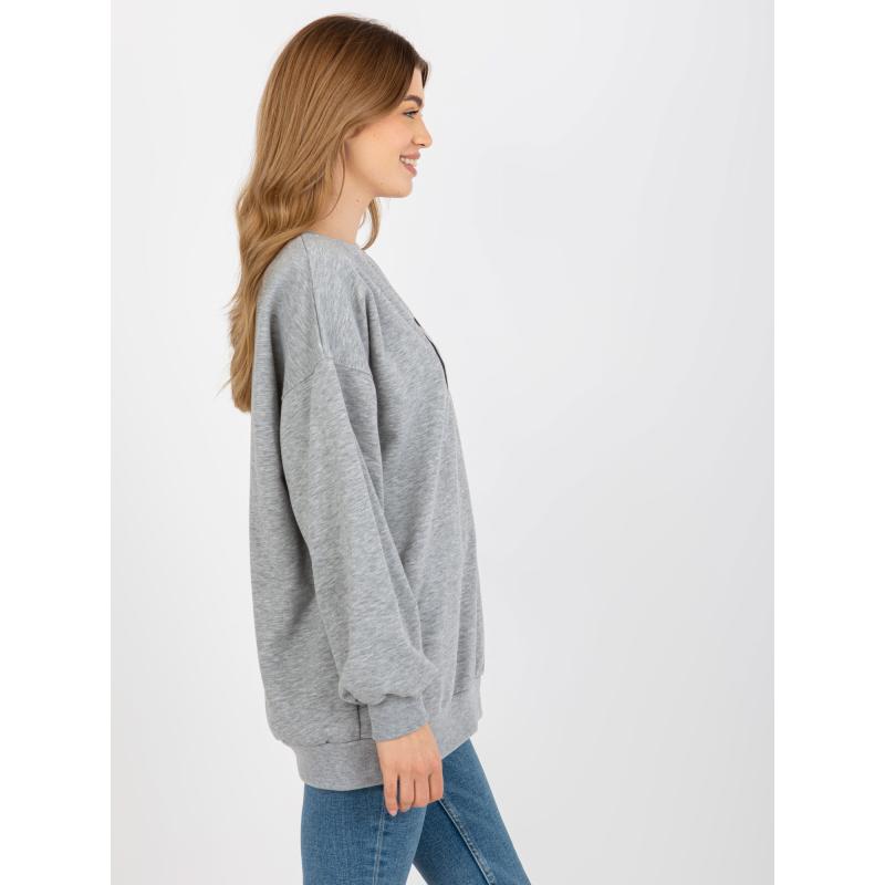 Női túlméretezett kapucnis pulóver hímzéssel CAILYN szürke