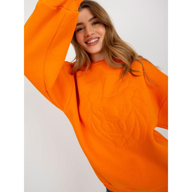 Női kapucnis pulóver hímzéssel SARA narancssárga