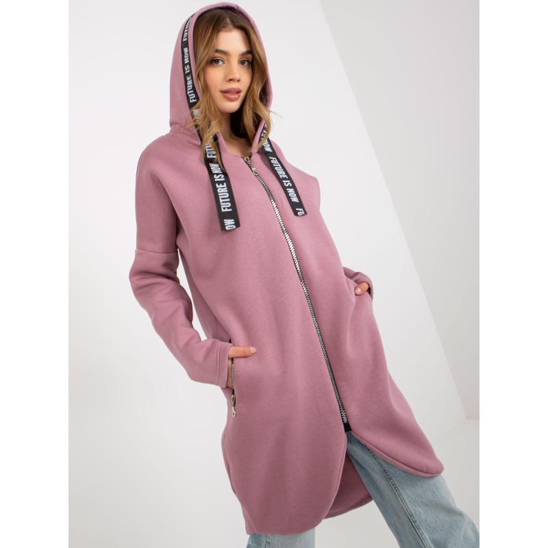 Női kapucnis, cipzáras pulóver BRENNA rózsaszínű