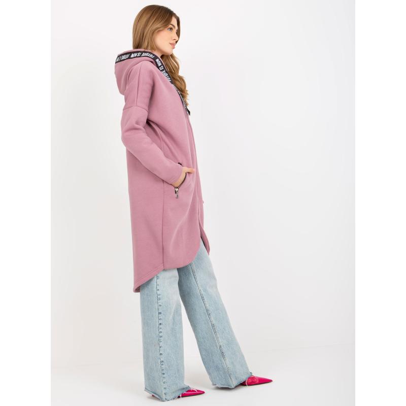 Női kapucnis, cipzáras pulóver BRENNA rózsaszínű