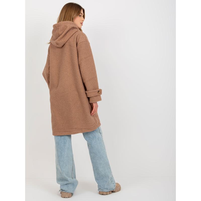 Női gombos kabát HOLLY sötétbézs sötétbézs