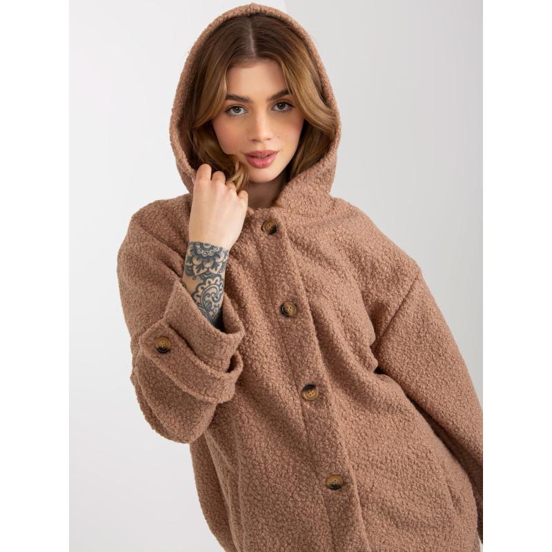 Női gombos kabát HOLLY sötétbézs sötétbézs