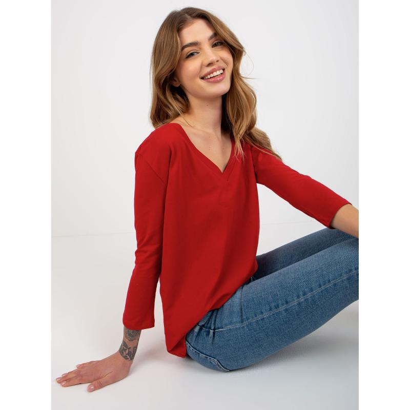 Női blúz PAULA piros nyakkivágással