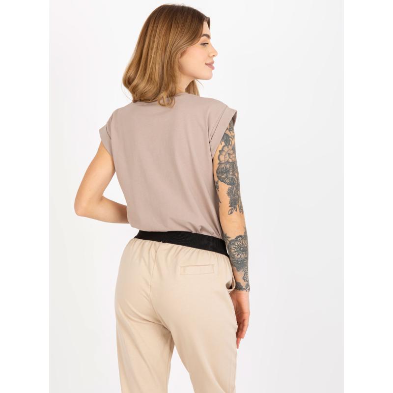 Dámské tričko REVOLUTION tmavě béžové bavlněné 